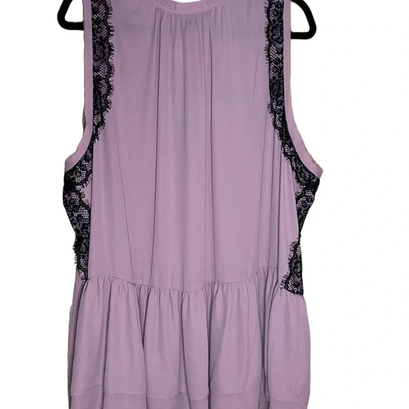 Lane Bryant Light Purple with Black Lace Babydoll Ruffle Top Flowy Size 28 - Picture 9 of 10